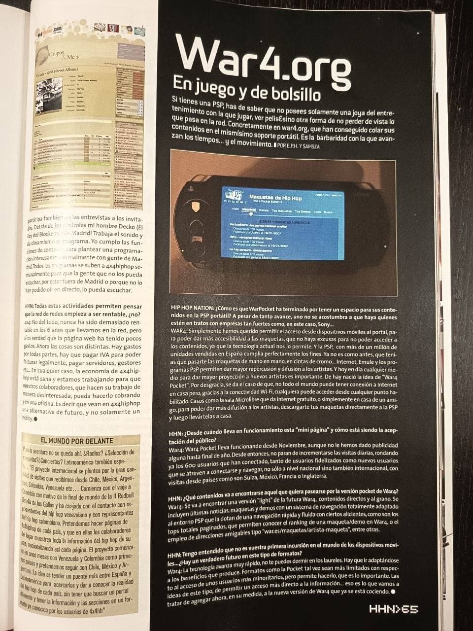 Reportaje WAR4 en juego y de bolsillo, publicado en Hip Hop Nation número 82